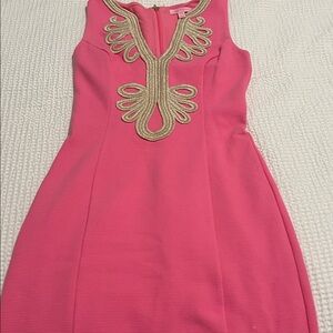 Lilly Pulitzer Pink Dress with Gold Embroidery